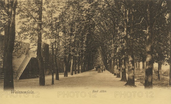 Historical postcard, picture postcard, Badallee in Weißenfels, Saxony-Anhalt, Germany, digitally enhanced reproduction of an original from around 1900, picture postcard, Europe