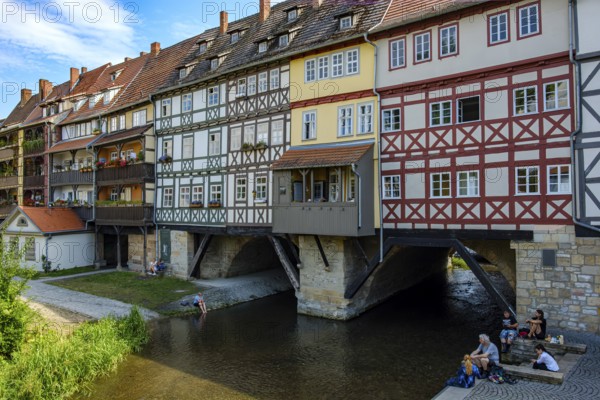The Krämerbrücke in the historic city centre of Erfurt, Thuringia, Germany, is one of the city's famous landmarks and the longest continuously built bridge with houses in Europe, Europe
