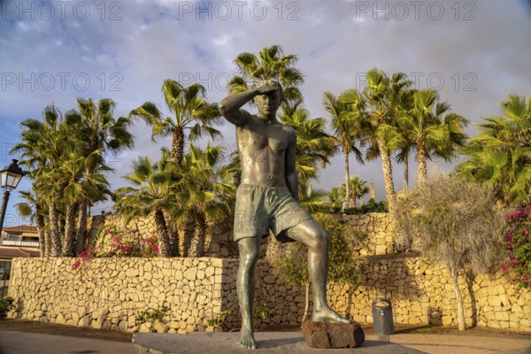 Monument at the Mirador Javier Pérez Ramos at Playa del Duque, Costa Adeje, Tenerife, Canary Islands, Spain, Europe
