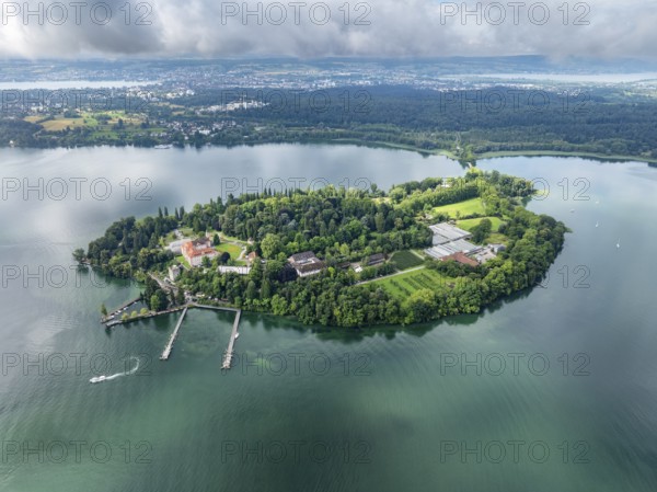 Aerial view of the island of Mainau in Lake Constance, district of Constance, Baden-Württemberg, Germany, Europe