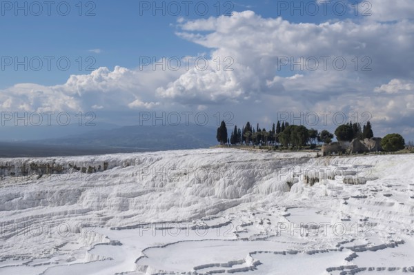 Sintered limestone terraces of Pamukkale, Pamukkale, Denizli province, Aegean region, Turkey, Asia