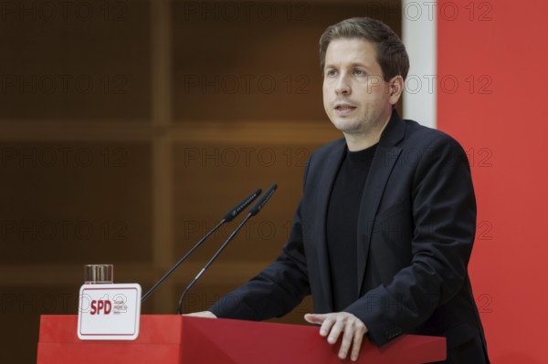 Kevin Kuehnert, SPD Secretary-General, at a press conference following the SPD Executive Committee meeting after the European elections at Willy Brandt Haus in Berlin, 10 June 2024