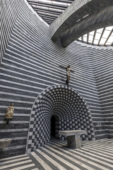 Chiesa di San Giovanni Battista, interior view, architect Mario Botta, Mogno, near Fusio, Lavizzara, Canton Ticino, Switzerland, Europe