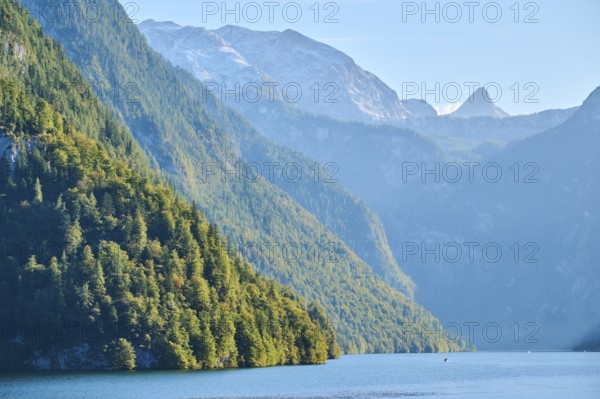 Lake Koenigssee in autumn, Alps, Bavaria, Germany, Europe