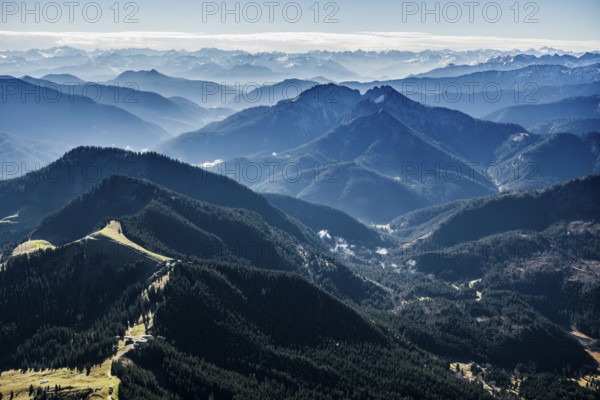 Aerial view, bird's eye view, Alps near Garmisch-Partenkirchen, Upper Bavaria, Bavaria, Germany, Europe