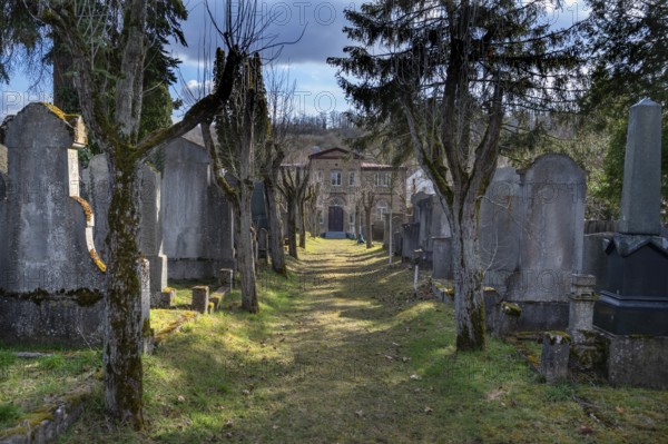 View of the cemetery house seen from the cemetery, Israeli cemetery, inaugurated in 1882, Werner-von Siemens Str. 2, Würzburg, Lower Franconia, Bavaria, Germany, Europe