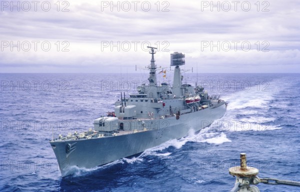 HMS Glamorgan, County-class destroyer naval ship, Atlantic Ocean, Royal Navy, slide dated February 1972