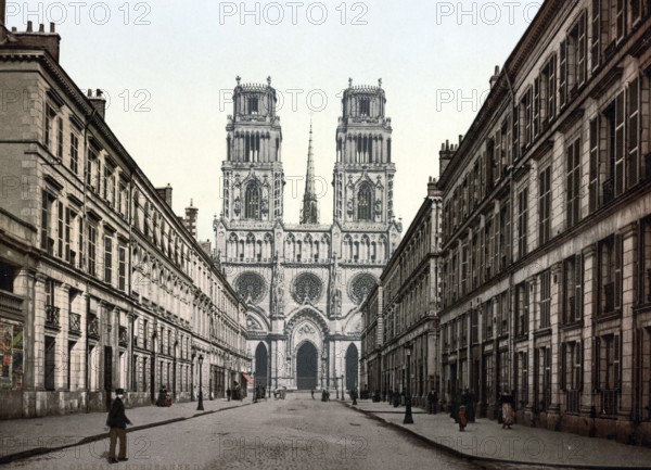 The Rue Jeanne d'Arc in Orleans, France, Historical, digitally restored reproduction from a 19th century original, Record date not stated, Europe
