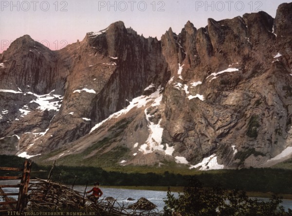 Trolltindene, a mountain massif in Norway, Romsdalen, Norway, around 1895, Historical, digitally restored reproduction from a 19th century original, Record date not stated, Europe