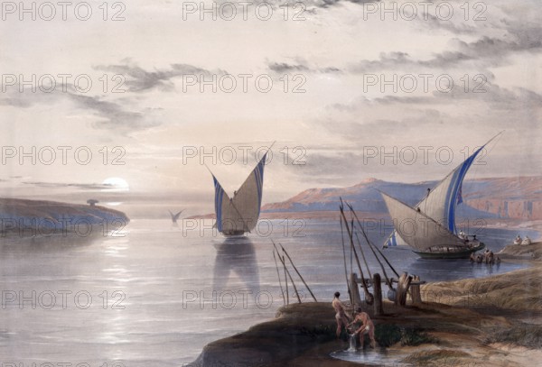 Hager Selsilis, Gebel el-Silsila, Egypt, c. 1850, Historic, digitally restored reproduction from a 19th century original, exact date unknown, Africa