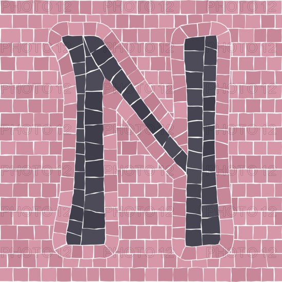 Mosaic tiles letter N. EPS 10 editable flat design vector seamless horizontal pattern