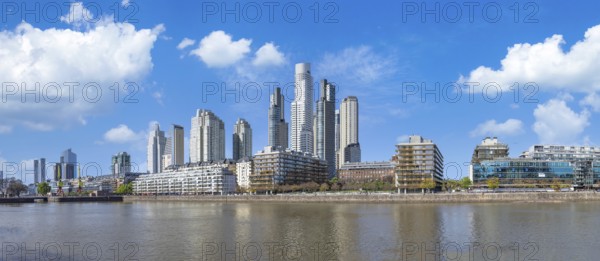 Argentina, Buenos Aires, skyline and cityscape of Puerto Madero, a waterfront Rio De La Plata, South America