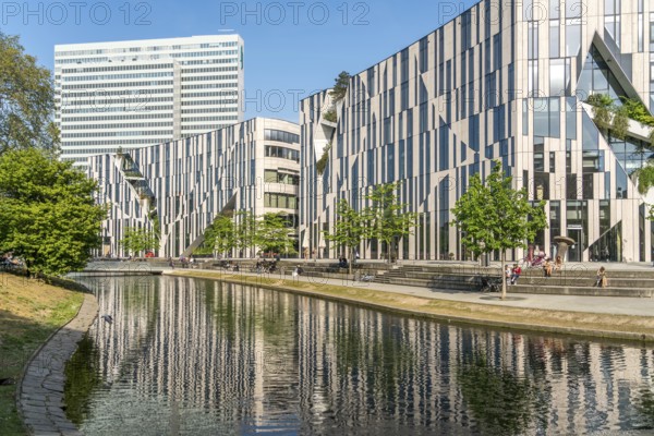 Modern architecture of the Kö-Bogen and Dreischeibenhaus building complex, state capital Düsseldorf, North Rhine-Westphalia, Germany, Europe