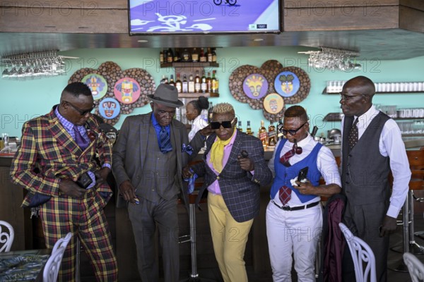 Sapeurs, members of the Société des Ambianceurs et des Personnes élégantes (SAPE), society of entertainers and stylish people, Brazzaville, Republic of Congo