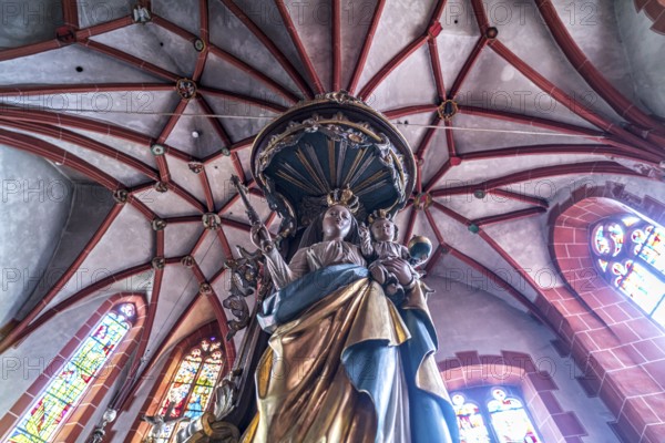 Mary and Child in the interior of the Catholic parish church of St Martin in the Ediger district, Ediger-Eller, Rhineland-Palatinate, Germany, Europe