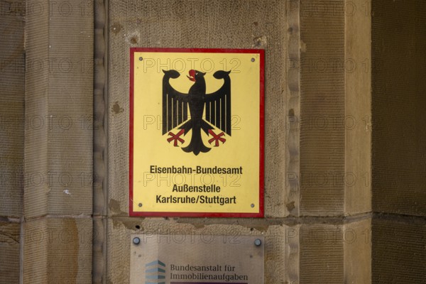 Federal Railway Authority, Branch Office Karlsruhe Stuttgart. Authority sign on a building in Stuttgart, Baden-Württemberg, Germany, Europe