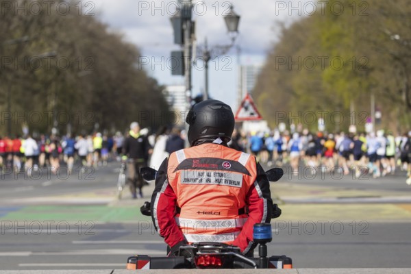 Johanniter emergency rescue service at the 44th Generali Berlin Half Marathon 2025 in Berlin on 6 April 2025