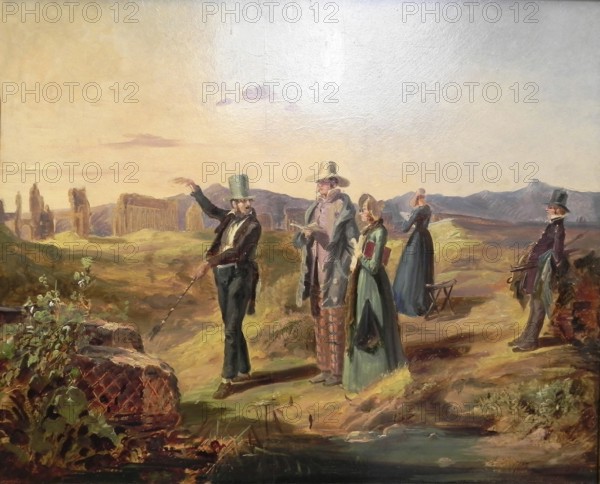 English Tourists, Painting by Carl Spitzweg, Historic, digitally restored reproduction from a 19th century original, Record date not stated