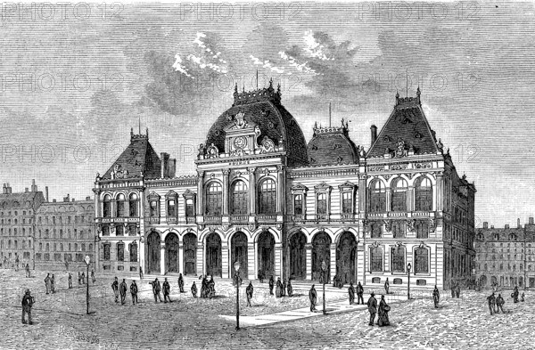 The stock exchange in Le Havre, Normandy, France, in 1850, Historical, digital reproduction of an original from the 19th century, Europe