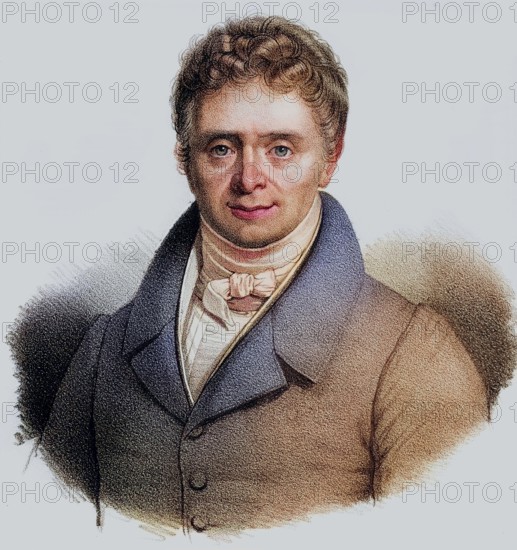 Daniel O'Connell, nicknamed The Liberator, 1775-1847, first of the great Irish leaders of the 19th century in the British House of Commons. Lithograph from the 19th century by Em. Baerentzen & Co, Historic, digitally restored reproduction from a 19th century original, Record date not stated