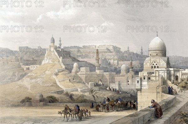 The Citadel of Cairo, residence of Mehemet Ali, Egypt, c. 1850, Historical, digitally restored reproduction from a 19th century original, exact date unknown, AI generated, Africa