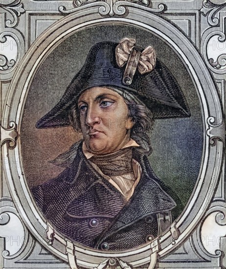 Jean-Nicolas Stofflet (born 3 February 1753 in Bathelemont-les-Bauzemont died 23 February 1796 in Angers) was one of the leaders of the Armee catholique et royale de Vendee during the uprising there against revolutionary France, Historical, digitally restored reproduction from a 19th century original, Record date not stated