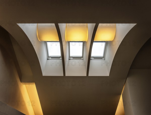 Attic window on the top floor, parliamentary history exhibition in the German Cathedral at Gendarmenmarkt, Berlin, Germany, Europe