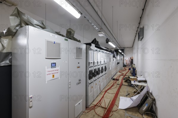 25.11.2020, Oberhausen, Ruhr area, North Rhine-Westphalia, Germany - Switchgear, electrical installation in industrial construction, new pumping station Oberhausen, Emscher conversion, new sewer Emscher AKE. 00X201125D026CARO (MODEL RELEASE: NO, PROPERTY RELEASE: NO (c) caro images / Rupert Oberhaeuser, http://www.caro-images.com, info@caro-images.com - If the photo is used for purposes other than journalism, please contact the agency - Any use of the photo is subject to a fee !)