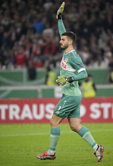 Goalkeeper Fabian Bredlow VfB Stuttgart (01) Gesture Gesture MHPArena, MHP Arena Stuttgart, Baden-Württemberg, Germany, Europe