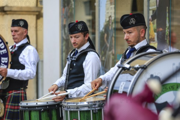 Snear drum player, bagpipe orchestra, pipe concert, Sigmaringen, Baden-Württemberg, Germany, Europe