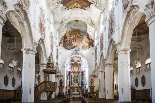 Baroque church, Fridolinsmünster, Church of St Fridolin, Bad Säckingen, High Rhine, Rhine, Black Forest, Baden-Württemberg, Germany, Europe