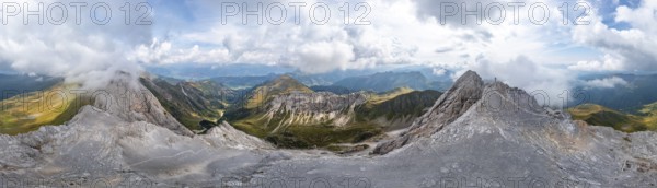 Alpine panorama, aerial view, Great Kinigat, Carnic Main Ridge, Carnic High Trail, Carnic Alps, Carinthia, Austria, Europe