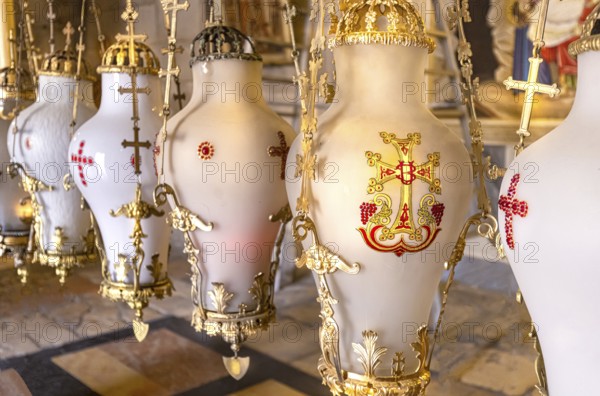 Jerusalem, Israel, 17 April, 2022: Church of the Holy Sepulchre in Old City of Jerusalem, Golgotha Jesus Christ tomb, a place of resurrection and Christian pilgrimage, Asia