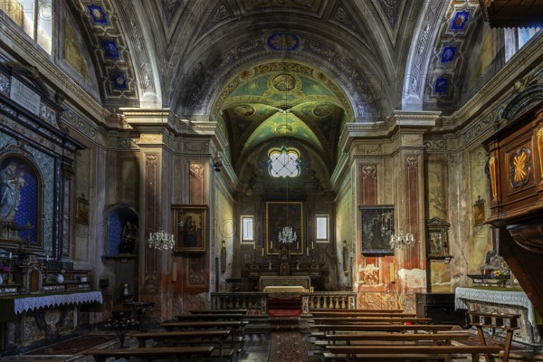 Parish church of Sant'Anna, 1747-1753, interior view, mountain village of Rasa, Centovalli, Canton Ticino, Switzerland, Europe