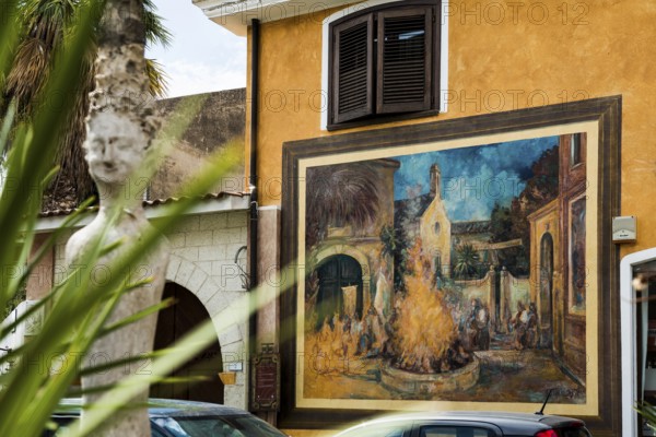 Wall painting, murals, graffiti, street art, San Sperate, Sardinia, Italy, Europe