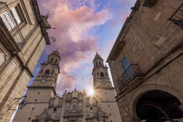 Mexico, Morelia, popular tourist destination Morelia Cathedral on Plaza de Armas in historic center, Central America