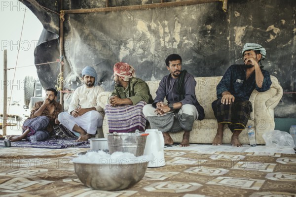 Camel traders' tent at the camel souk in Salalah, Dhofar, Oman, Asia