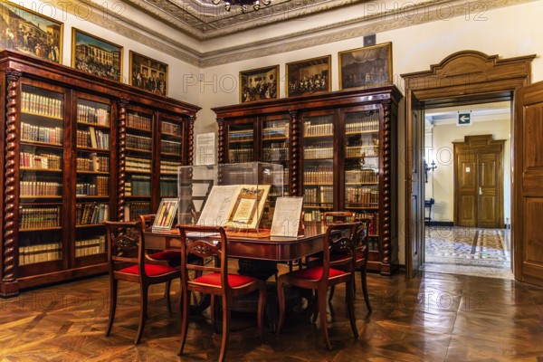 Library, Civico Museo Sartorio with original 19th century living quarters of the family and museum gallery, Trieste, harbour town on the Adriatic, Friuli, Italy, Trieste, Friuli, Italy, Europe