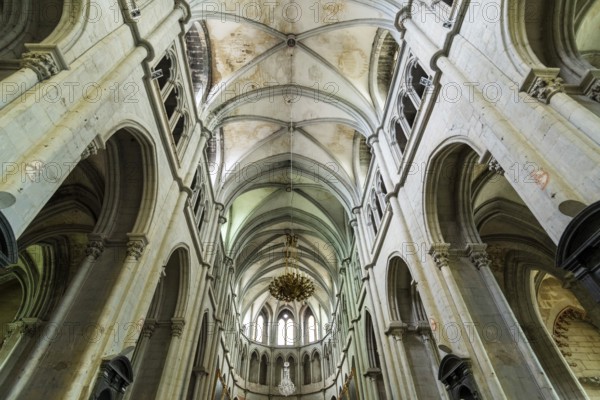 Saint-Antoine l'Abbaye labeled Les Plus Beaux Villages de France. Interior of the Abbey Church built from the 12th to the 15th century. Isere. Auvergne-Rhone-Alpes. France