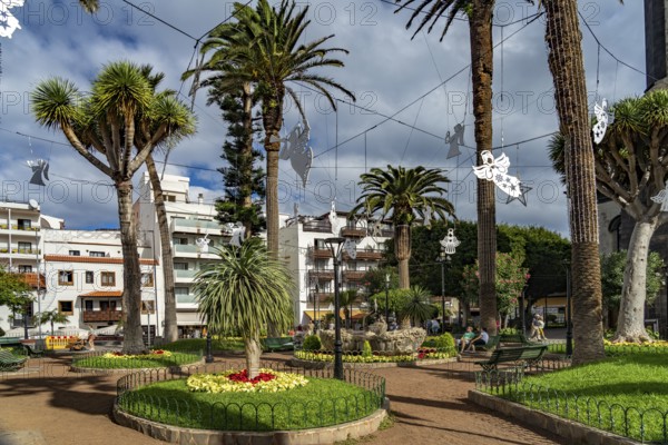 Fountain in the Plaza de la iglesia, Puerto de la Cruz, Tenerife, Canary Islands, Spain, Europe