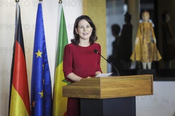 Annalena Bärbock (Alliance 90/The Greens), Federal Foreign Minister, pictured during a meeting with the press in Dakar, 15 July 2024