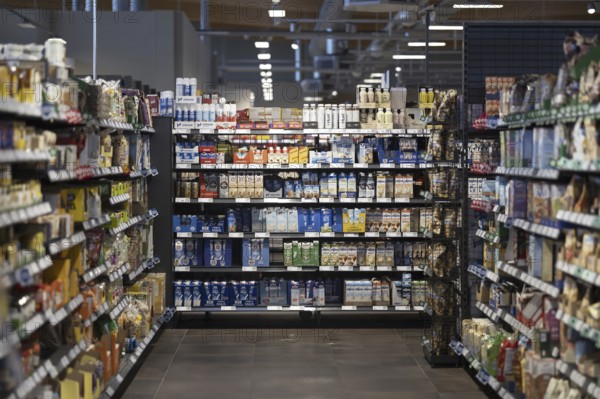 Shelves in a supermarket