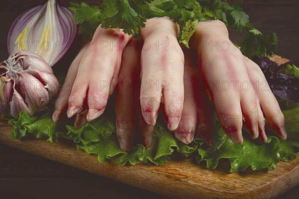 Raw, pig's feet, young piglet, piglet's hooves
