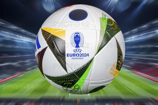 Close-up of the official match ball of UEFA EURO 2024: The 2024 European Football Championship will take place in Germany from 14 June 2024 to 14 July 2024