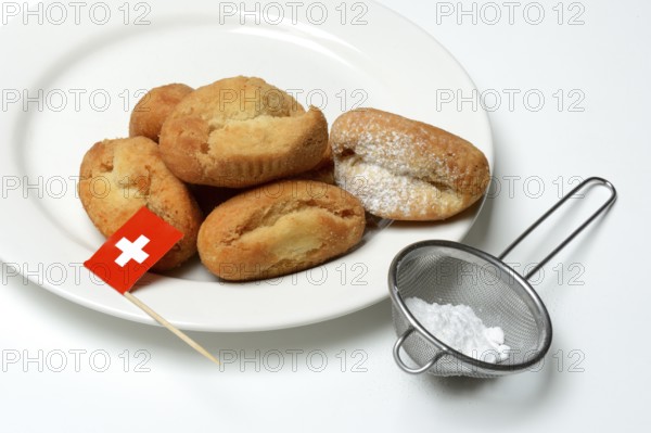 Schenkeli on a plate, sweet pastry for carnival time, Switzerland, Europe