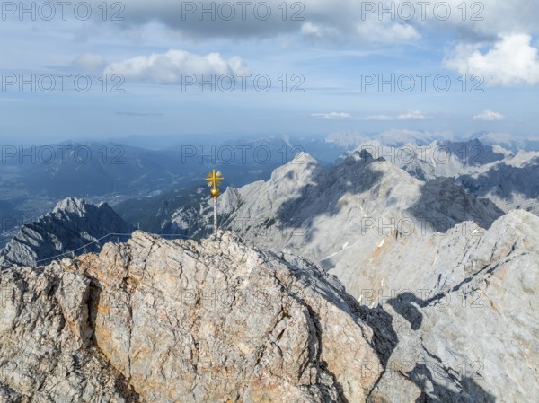 Summit cross, Zugspitze, high mountains, Bavaria, Germany, Europe