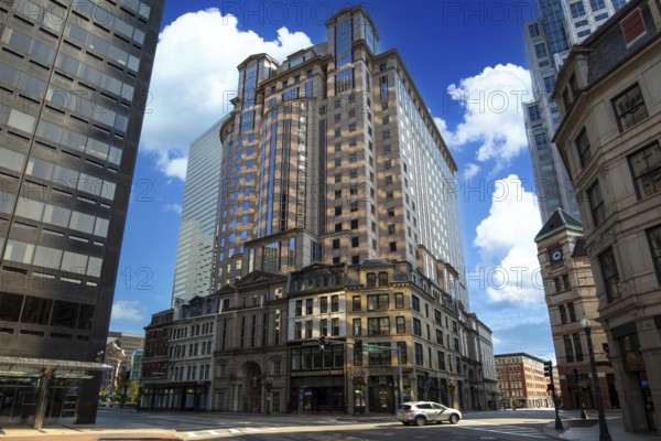 Boston downtown and historic center streets near Freedom Trail and Beacon Hill