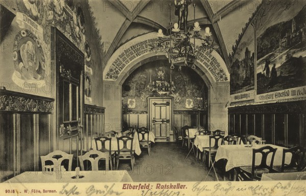 Historical postcard, picture postcard, Ratskeller in Elberfeld, today Wuppertal, North Rhine-Westphalia, Germany, digitally enhanced reproduction of an original from around 1900, picture postcard, Europe