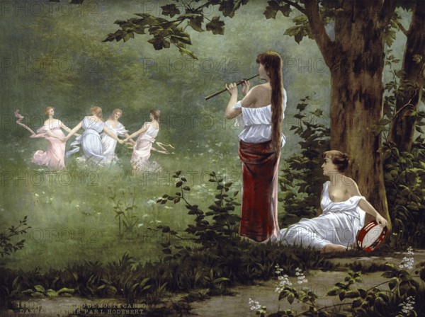 Dans la Prairie, by L. Hodebert, Painting in the entrance to the Casino, Monaco, Monte Carlo, Riviera, c. 1895, Historic, digitally restored reproduction from a 19th century original, Record date not stated, Europe
