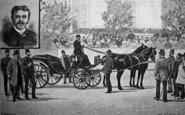 Fiaker and Fiakerkutscher in Vienna, Austria, in 1887, Historical, digital reproduction of an original from the 19th century, Europe